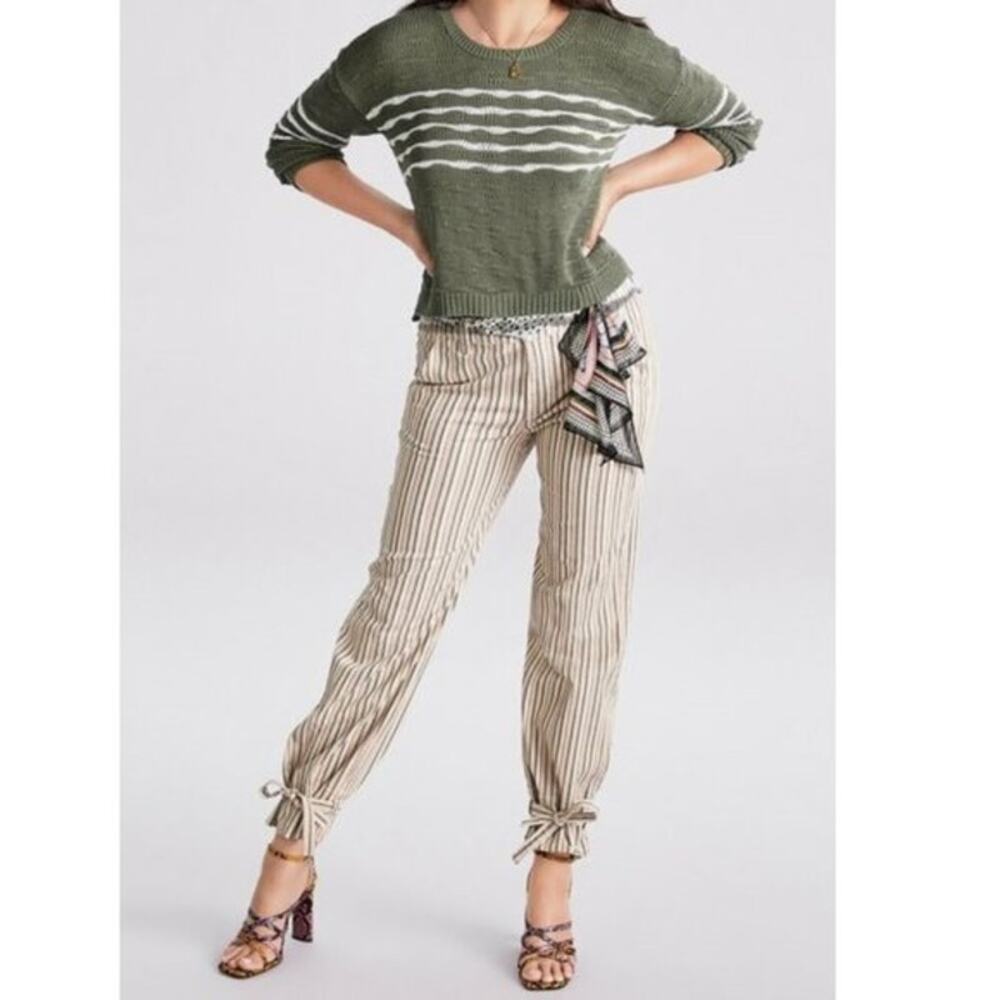 Cabi #5870 | Convertible Trousers Striped Wide Leg Cream Full Length Pants